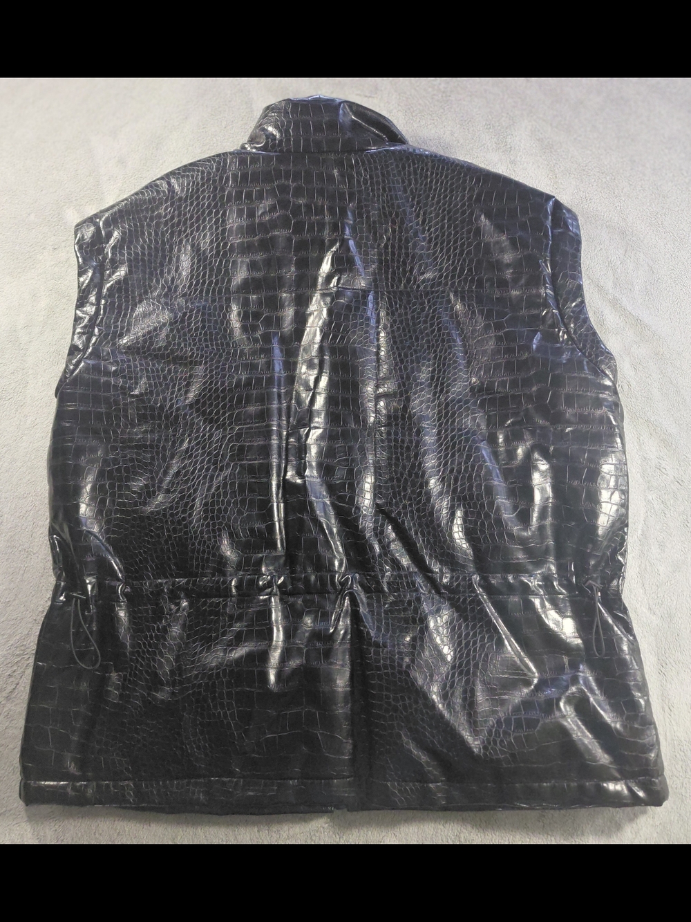 DKNY Black Faux Croc Leather Vest - Men's Sz L Oversize
